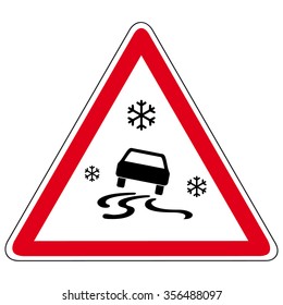 slippery road - vector sign