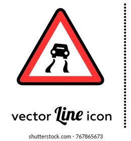slippery road vector road sign icon