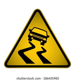 Slippery Road Warning Sign- Vector