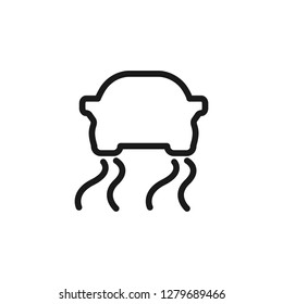 Slippery Road When Wet Icon. Vehicle Traction Control Sign. Road Hazard Symbol. Thin Line Icon On White Background. Vector Illustration.