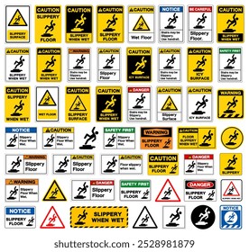 Signo resbaladizo del símbolo del sistema, Ilustración vectorial, aislado en la etiqueta blanca del fondo.EPS10