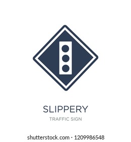 Slippery sign icon. Trendy flat vector Slippery sign icon on white background from traffic sign collection, vector illustration can be use for web and mobile, eps10