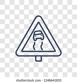 Slippery sign icon. Trendy linear Slippery sign logo concept on transparent background from Traffic Signs collection