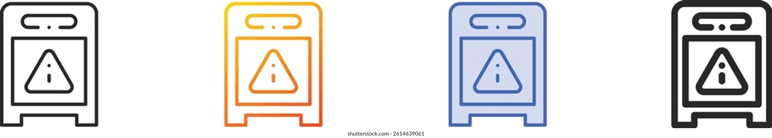 slippery sign icon.Thin Linear, Gradient, Blue Stroke and bold Style Design Isolated On White Background