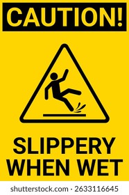aviso de sinal escorregadio. cuidado piso molhado. limpeza no sinal de progresso. ilustração de adesivo de vetor.