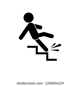 Slippery Stairs Icon. Slippery Stairs Warning.