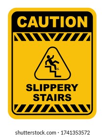 slippery stairs sign on white background