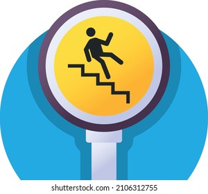 Slippery Stairs Vector Icon design, Modern traffic guide warning sign, Regulatory and recognisable symbol, Mandatory Road signage stock illustration, Man Falling from Stairway concept, 