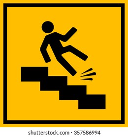 Slippery stairs warning sign illustration isolated on white background