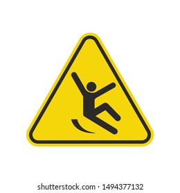 Slippery Surface Sign Isolated On White Background. Yellow Triangle Warning Symbol Simple, Flat, Vector, Icon You Can Use Your Website Design, Mobile App Or Industrial Design. Vector Illustration