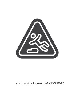 Slippery Surface Sign vector icon. filled flat sign for mobile concept and web design. Person slipping on a wet surface glyph icon. Symbol, logo illustration. Vector graphics