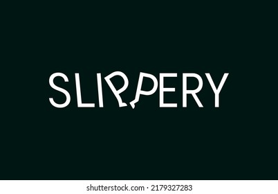 SLIPPERY Typography design logo. Slippery legs letter. Modern creative slick design. Concept Minimal Logo Design Template.
