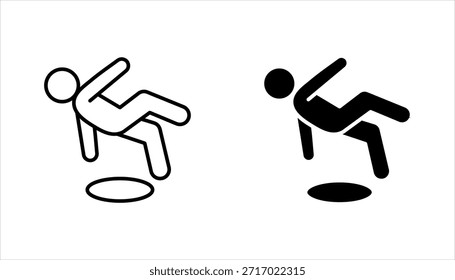 Conjunto de iconos de piso húmedo resbaladizo. Advertencia PISO MOJADO. Limpieza en señal de progreso. Ilustración vectorial sobre fondo blanco