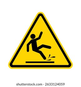 slippery wet floor sign. warning caution wet floor. cleaning in progress sign. vector sticker illustration.