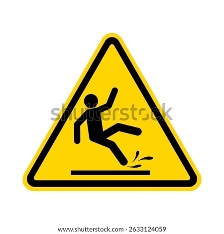 slippery wet floor sign. warning caution wet floor. cleaning in progress sign. vector sticker illustration.