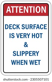 Slippery when wet for pool area sign and labels