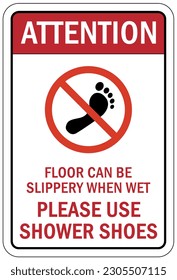 Slippery when wet for pool area sign and labels