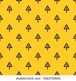 Slippery when wet road sign pattern seamless vector repeat geometric yellow for any design