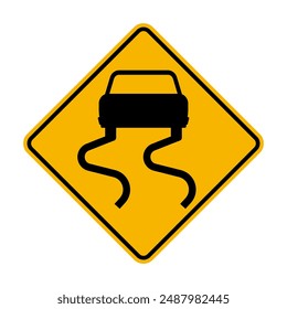 Slippery When Wet Road Sign