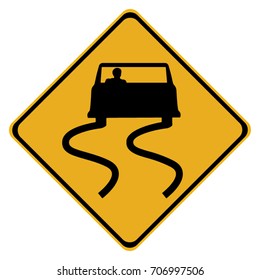 Slippery When Wet Road Sign