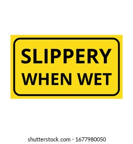 Slippery when wet sign road. Vector illustration