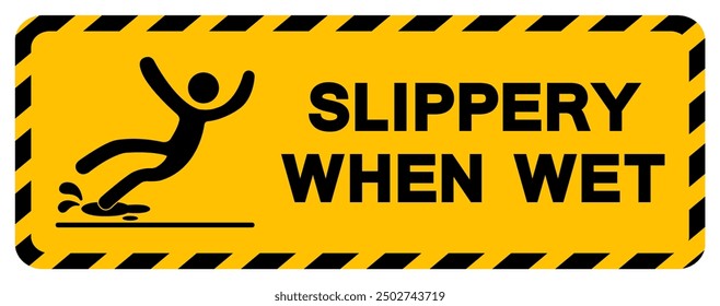 Slippery When Wet Symbol Sign,Vector Illustration, Isolate On White Background Label. EPS10