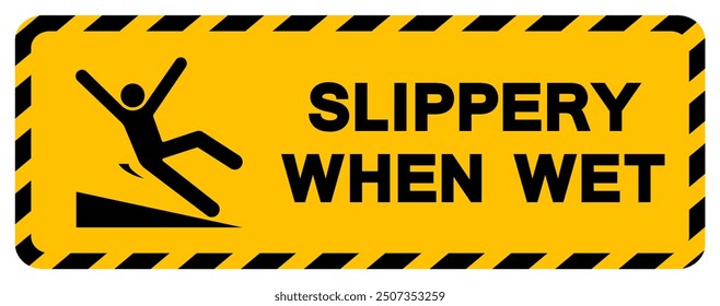 Slippery When Wet Symbol Sign,Vector Illustration, Isolate On White Background Label. EPS10