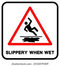 Slippery When Wet Symbol Sign,Vector Illustration, Isolate On White Background Label. EPS10