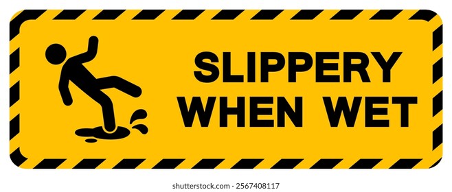 Slippery When Wet Symbol Sign,Vector Illustration, Isolate On White Background Label. EPS10
