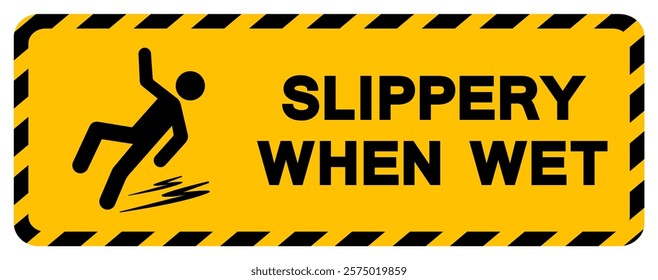 Slippery When Wet Symbol Sign,Vector Illustration, Isolate On White Background Label. EPS10