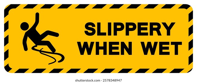 Slippery When Wet Symbol Sign,Vector Illustration, Isolate On White Background Label. EPS10