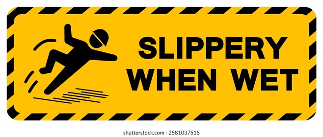 Slippery When Wet Symbol Sign,Vector Illustration, Isolate On White Background Label. EPS10