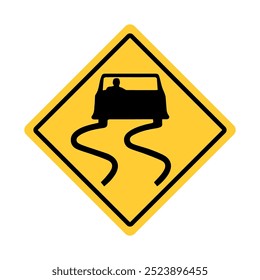 Slippery When Wet Traffic Sign Road Traffic Regulatory Signage Vector EPS PNG Transparent No Background Clip Art