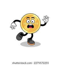 slipping australian dollar mascot illustration , character design