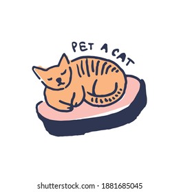  Slipping cat in cute cozy hugge cartoon style illustration