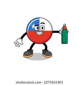 slipping chile flag mascot illustration , character design