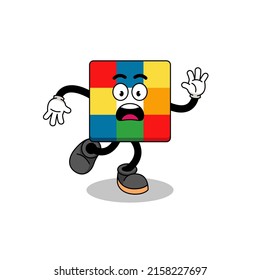 slipping cube puzzle mascot illustration , character design