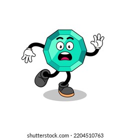 slipping emerald gemstone mascot illustration , character design