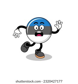 slipping estonia flag mascot illustration , character design