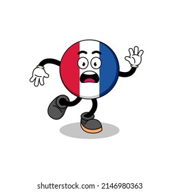 slipping france flag mascot illustration , character design