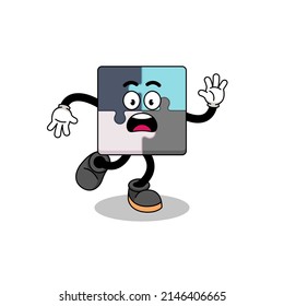 slipping jigsaw puzzle mascot illustration , character design