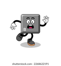 slipping keyboard B key mascot illustration , character design