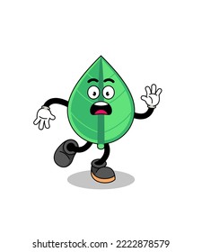 slipping leaf mascot illustration , character design