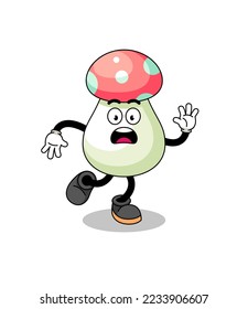 slipping mushroom mascot illustration , character design