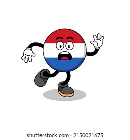 slipping netherlands flag mascot illustration , character design