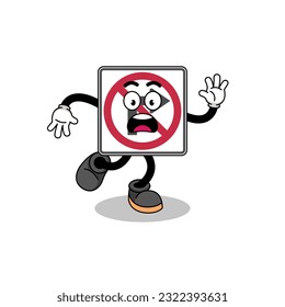 slipping no right turn road sign mascot illustration , character design