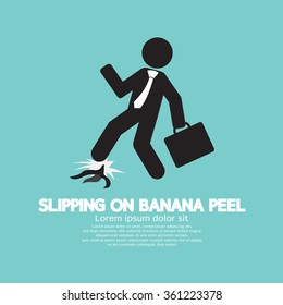 Slipping On Banana Peel Vector Illustration 