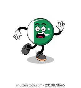 slipping pakistan flag mascot illustration , character design