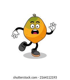 slipping papaya fruit mascot illustration , character design
