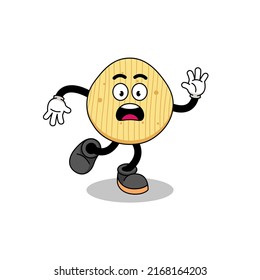 slipping potato chip mascot illustration , character design